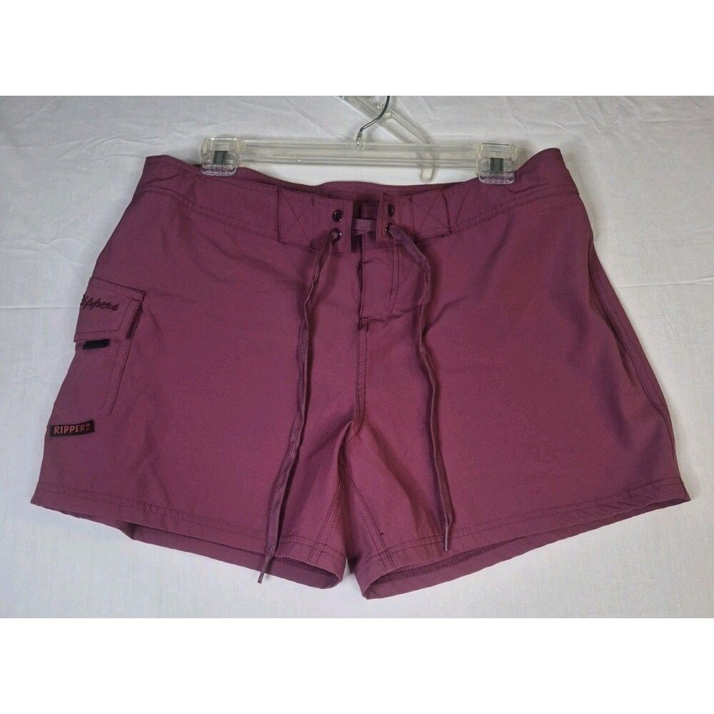 Maui Rippers Board Shorts Womens Size 8 Red Burgundy Drawstring Pocket